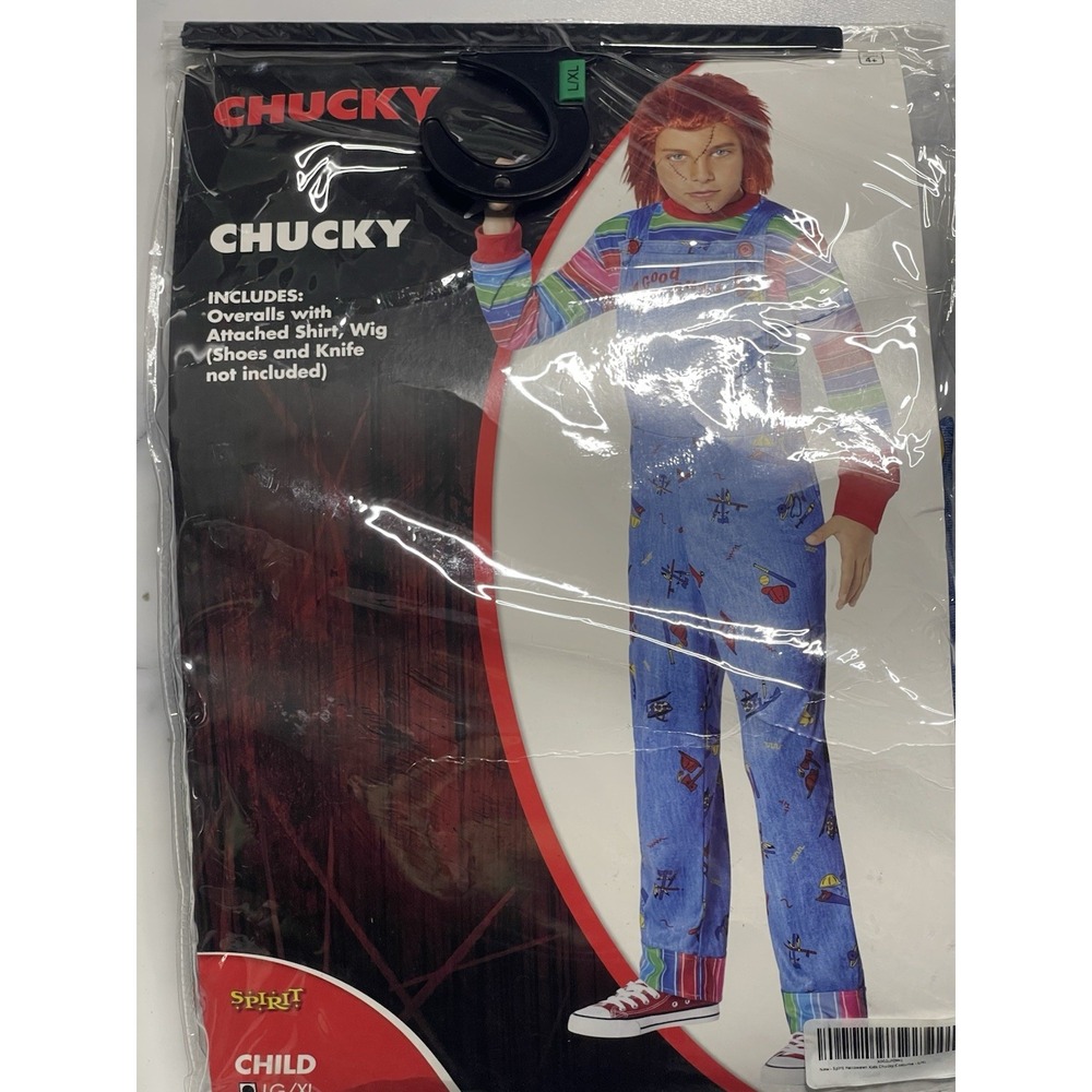 Spirit Halloween Chucky Costume Child L/XL Overalls Shirt. Wig Is Not Included